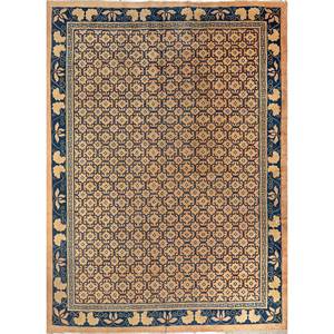 Alfombras de Lana Anudadas a Mano Aalam, Diseño Geométrico Kilim Rojo y Naranja, Rectangulares de 9x12, para Entrada del Hogar, Paem-1482 - Product Image 1