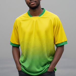 Camiseta de Fútbol Original Personalizada, Versión de Jugador, Corta, Transpirable, de Secado Rápido, 100% Poliéster, para Club o Equipo, Amarillo y Verde, con Logotipo Personalizado, Cuello en V - Product Image 2