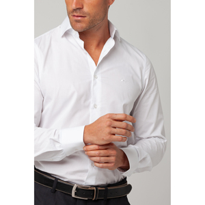 Chemise Homme Slim Fit 100% Coton Broderie Exclusive Boutonnée Col Blanc Décontracté ODM Taille 5XL/6XL - Product Image 4