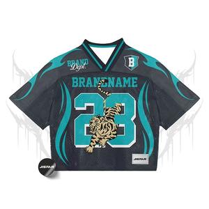 Custom Streetwear Oversized Jersey Manufacturer Over Sized <b>Cropped</b> Mesh Tee <b>Top</b> Football Jersey Practice Mesh T-Shirt for <b>Men</b> - Product Image 5