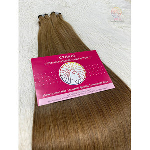 100% Extensiones de cabello crudo vietnamita Medio Ceniza Marrón Natural Sedoso Liso con rizo italiano Sin enredos Sin desprendimiento Paquetes crudos - Product Image 4