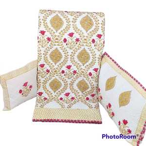 Edredón Floral ecológico de algodón 100% con estampado de bloque de mano con fundas de almohada, juego de edredón de algodón Jaipur artesanal - Product Image 2