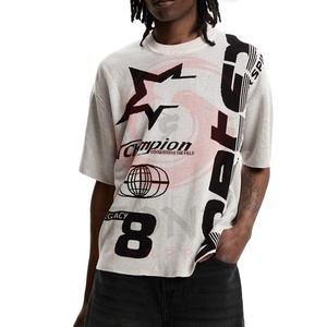 เสื้อยืดผ้าฝ้ายพิมพ์ลายแนวสตรีทแวร์ผ้าฝ้ายลายกราฟิกขนาดใหญ่ - Product Image 1