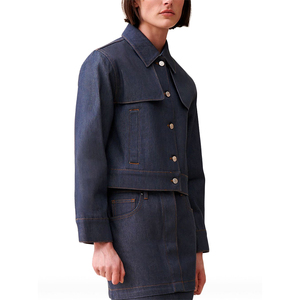 Veste en jean automne-hiver pour femmes manteau à boutons à carreaux à manches longues vêtements de dame en nylon coton prix approprié pakistan personnalisé OEM - Product Image 3