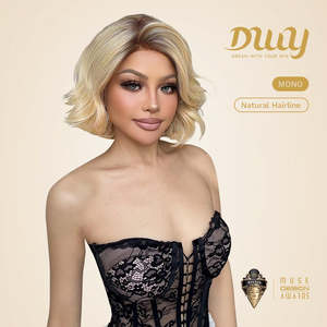 Eliana-DWY <b>Short</b> Rooted Blonde Synthetic <b>Wig</b> with Transparent Mono Lace Front Free Part - Product Image 2