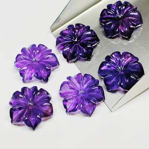 Natural Blue Amethyst Flower Shape Carved Gemstone 20mm Flower Carving for Jewelry <b>Set</b> of 1-5 Pieces - Product Image 2