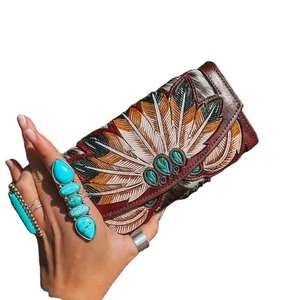 Portefeuille Trifold Femme en Cuir Véritable Tendance Vintage avec Pochette, Protection RFID, Fermeture Éclair – Idéal pour le Quotidien et les Voyages – Nouvelle Collection à Succès - Product Image 1