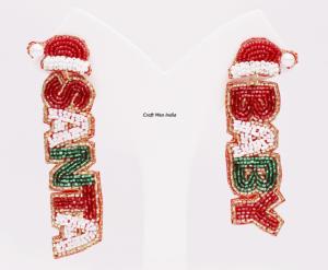 Wholesale New Elegant <b>Pink</b> Christmas Handmade Beads & Rhinestone Imitation Pearl <b>Bow</b> Tree Earrings for Women beaded earrings - Product Image 3