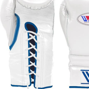 Gants de boxe à lacets Winning, blanc et bleu, cuir véritable, gants de boxe professionnels pour l'entraînement et les combats, ajustement professionnel, 8oz, 10oz, 12oz - Product Image 4