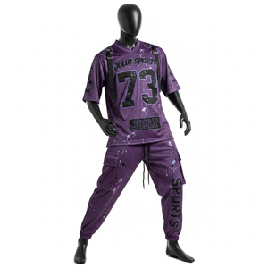 Ensemble pantalon et maillot de sport pour homme, en mesh violet, 180 GSM, polyester léger, impression par sublimation, logo personnalisé, maillot et pantalon en mesh pour homme - Product Image 6