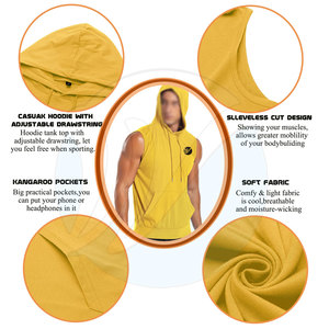 OEM Service Basics Sleeveless Gym Hoodies Latest Design Made In Pakistan Sleeveless Gym Hoodies - Product Image 5