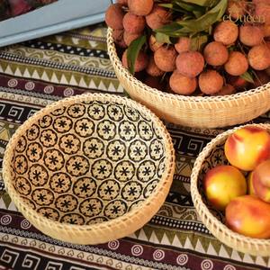 Vietnam fournisseur ensemble de rotin naturel fait à la main plateau de service jonc de mer décoration de la maison taille personnalisée panier de fruits - Product Image 2