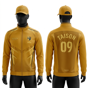 Chaqueta de Entrenamiento de Béisbol Unisex, 330 GSM, Forro Polar de Poliéster Premium, Tejido de Alto Rendimiento, Frente Sólido Negro, Dorado, Bordado Personalizado - Product Image 4