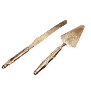 Colección brillante, Plata de lujo, acero inoxidable, plata, mate, pulido, cuchillo para pastel de boda, cortador y espátula, juego de servidor - Product Image 4