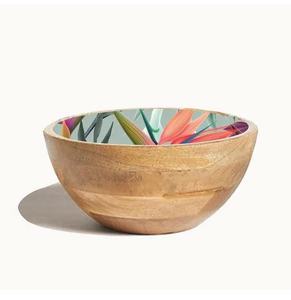 ชามไม้พิมพ์ลายเคลือบแบบดั้งเดิมชามไม้ออกแบบดอกไม้งานฝีมือชามลึกปานกลางขายส่งเป็นกลุ่มผู้ผลิตงานหัตถกรรม - Product Image 1