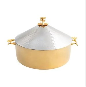 Most Selling Round Mother of Pearl Inlay Stainless Steel Serving <b>Casserole</b> Food Serving Hot Pot Table Ware Food Warmer - Product Image 5