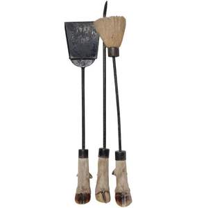 Ensemble d'outils de feu en fer forgé à la main avec un look antique noir pour des coins de cheminée chaleureux et des intérieurs classiques de style cottage - Product Image 5