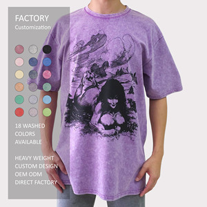 Roof Gallery Unisex Vintage Oversized T-Shirt Washed 260G Combed Cotton Digital Printing Plus Size Streetwear Men's Crew Neck - Product Image 1