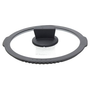 Tapa de Vidrio para Olla Ambiziosa de 24 cm, Transparente con Borde de Silicona Gris, Apta para Lavavajillas - Product Image 1