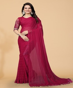 Saris modernos de lino con estampado geométrico al por mayor: eleve su aspecto con el trabajo de secuencia Dori Work Zari Diamond - Product Image 2