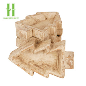 BEST SELLER Porte-bougie en bois rustique en forme de sapin de Noël, bol à pâte unique en bois de ferme, prix abordable - Product Image 2