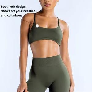 Conjunto de ropa deportiva para mujer al por mayor, pantalones cortos de Yoga de secado rápido, sujetador a prueba de golpes para gimnasio y fitness, Sujetador deportivo a prueba de golpes, pantalones cortos para levantar glúteos - Product Image 1