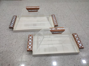 Unique Handmade Mother of Pearl Inlaid Serving Tray with <b>Oud</b> <b>Burner</b> and Box High Quality Craft From India for Home Decoration - Product Image 6