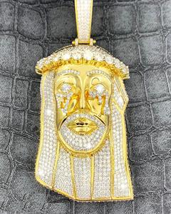 Pendentif Moissanite personnalisé VVS PENDENTIF MOISSANITE JÉSUS OR 14K, cadeau de collier de fête personnalisé Hip Hop pour hommes - Product Image 1