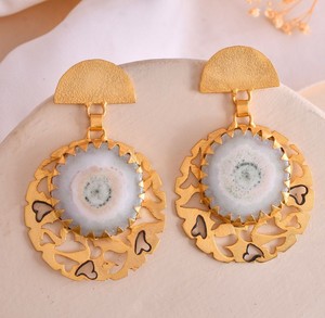 Boucles d'oreilles en pierres précieuses naturelles solaires Druzy pour femmes Bijoux plaqué or paires de clous Nouvelles collections au prix d'usine - Product Image 2