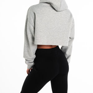 Meilleure vente XS coton à manches longues pull-over crop top logo personnalisé sweats à capuche de sport d'hiver brodé OEM tricoté capuche surdimensionnée - Product Image 4