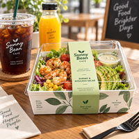 AT PACK Custom Salad Food Box with 250g White Card Paper, Disposable Takeaway Packaging Box for Cafe, Restaurant & Catering