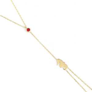 Pulsera Shahmaran de Plata de Ley 925 con Caballito de Mar y Piedra Roja - Product Image 3