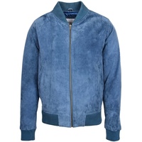 Veste en cuir bleu pour homme nouveau Style bombardier veste en daim bleu