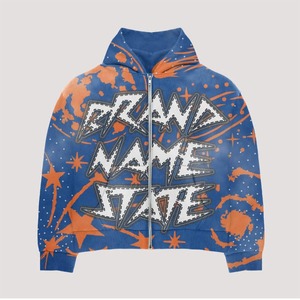 Sweat à capuche zippé surdimensionné délavé à l'acide unisexe Streetwear Logo personnalisé imprimé en coton lourd Boxy vintage imprimé - Product Image 3