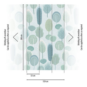 Fabriqué en Allemagne Photo Papier Peint Muraux Chambre d'Enfants Forêt Bleu Vert Grand Format Non Tissé Murale Arbres En Vrac-1,59x2,80 m - Product Image 3