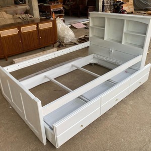 Cama Individual Moderna de Madera Blanca para Dormitorio con Estantes y Cajones de Almacenamiento Integrados para Uso Comercial en Vietnam - Product Image 4