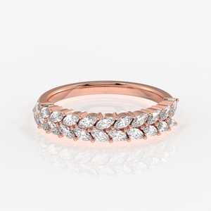 แหวนแต่งงานแบบครึ่งวงประดับมอสซาไนต์ทรงมาร์ควิสสองแถว ดีไซน์ใบไม้สุดอินเทรนด์ ทำจากเงินสเตอร์ลิง แรงบันดาลใจจากธรรมชาติ แหวนหมั้น - Product Image 5