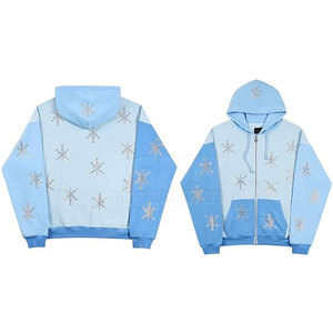 เสื้อฮู้ดผู้ชายสไตล์ไฮสตรีท ผ้าฝ้าย 100% ระบายอากาศได้ดี เป็นมิตรกับสิ่งแวดล้อม ตกแต่งด้วยคริสตัล ซิปหน้า ราคาสมเหตุสมผล บริการ OEM - Product Image 6