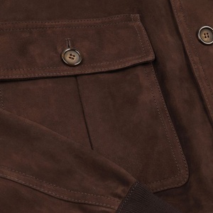 <b>Men's</b> Brown <b>Suede</b> Motorcycle <b>Jacket</b> Slim Stand Collar Zipper Closure Casual Autumn Style Regular Fit Solid Color Coated Front - Product Image 5