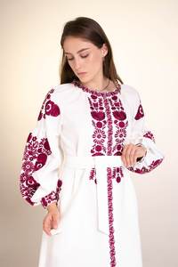 Ukraine's Latest Elegant <b>Maxi</b> <b>Dress</b> <b>for</b> <b>Women</b> Casual <b>Short</b> Sleeve Embroidered Flower Neck Natural Waistline 100% Cotton - Product Image 2