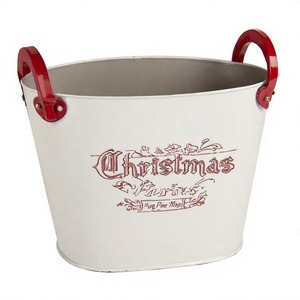 Maceta Jingleberry Lane hecha de metal resistente a la intemperie para uso en el jardín de Navidad con árboles de hoja perenne y luces festivas - Product Image 5