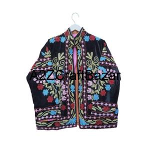Blouson bomber en coton imprimé floral vintage brodé à la main, tissu tricoté réversible, séchage rapide, doublure en coton respirante - Product Image 3