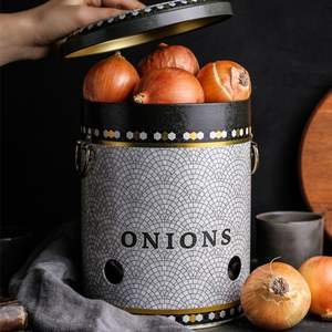 175x225mm Récipient de stockage de nourriture en métal Motif mosaïque géométrique Poubelle à pommes de terre et oignons Capacité de 5L - Product Image 5