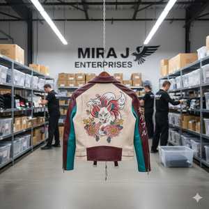 Chaqueta de Cuero Personalizada para Mujer con Diseño de Kitsune Bordado - Product Image 1