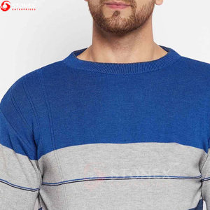Mode rayé décontracté coton hommes pull tricot pull en gros pas cher personnalisé col rond hiver tricoté épais pull - Product Image 6