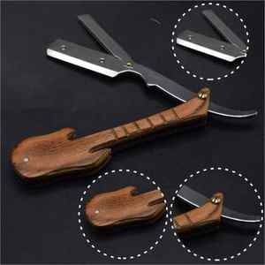 Maquinilla de afeitar con mango de madera, maquinilla de afeitar de acero inoxidable con borde de hoja única - Product Image 3