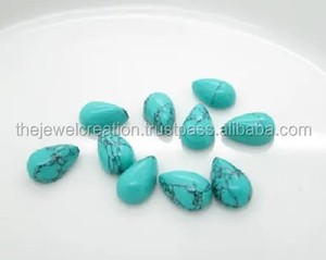 Cabujones sueltos calibrados de pera Lisa turquesa Natural de 4mm y 6mm para hacer joyas, collar, anillo, pendiente en línea, Alibaba, India - Product Image 1