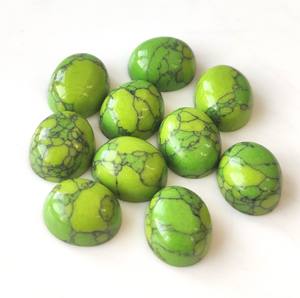 Piedras preciosas sueltas de howlita verde sintética de calidad superior 3x5mm-20x30mm cabujón ovalado parte posterior plana precio al por mayor joyería - Product Image 4