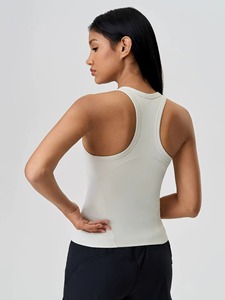 Comprar moda al por mayor logotipo personalizable mujeres Racerback tanque entrenamiento acanalado elástico Fitness Activewear Yoga correr deportes - Product Image 2