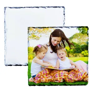 Groothandel 15*15Cm Sublimatie Blanks Rock Stone Foto Leisteen Frame Voor Aangepaste Afdrukken